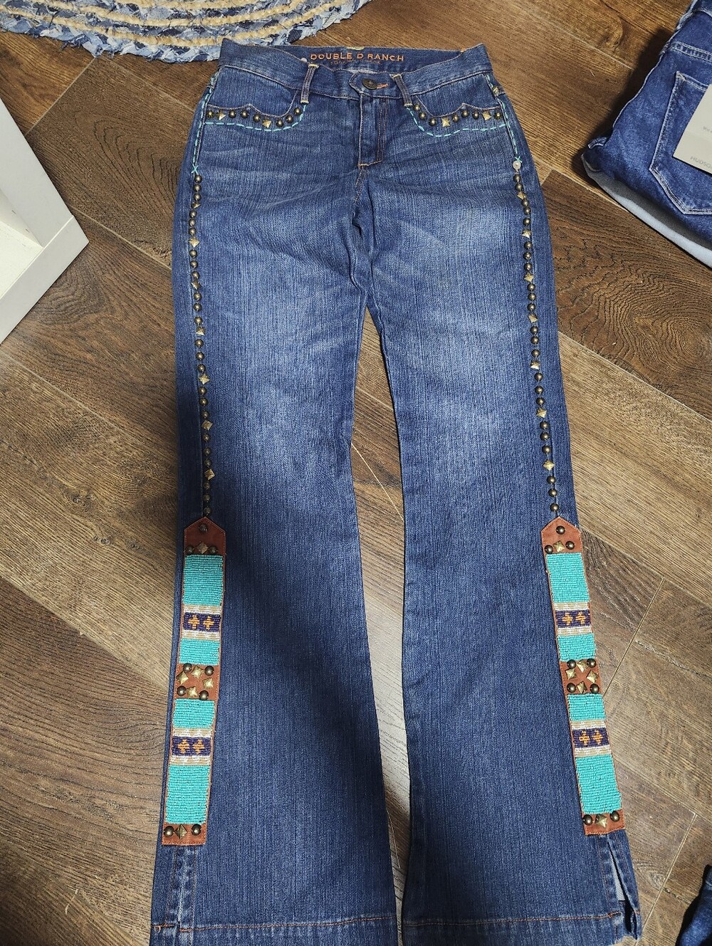 Double D Ranch Dark  Jeans with Stud Accents Size SMALL Vintage